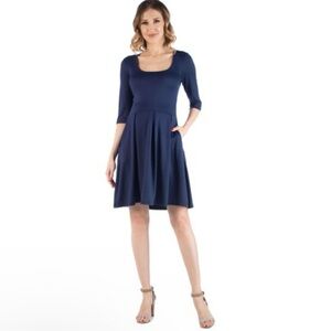Blue scoop neck maternity dress